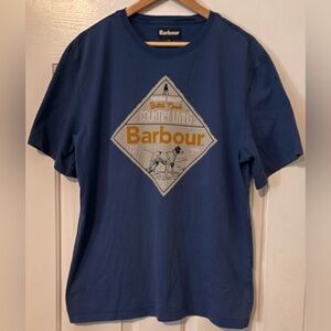 Barbour Country Living Graphic Tee XXL Navy Blue Dog Print Outdoor Style Shirt